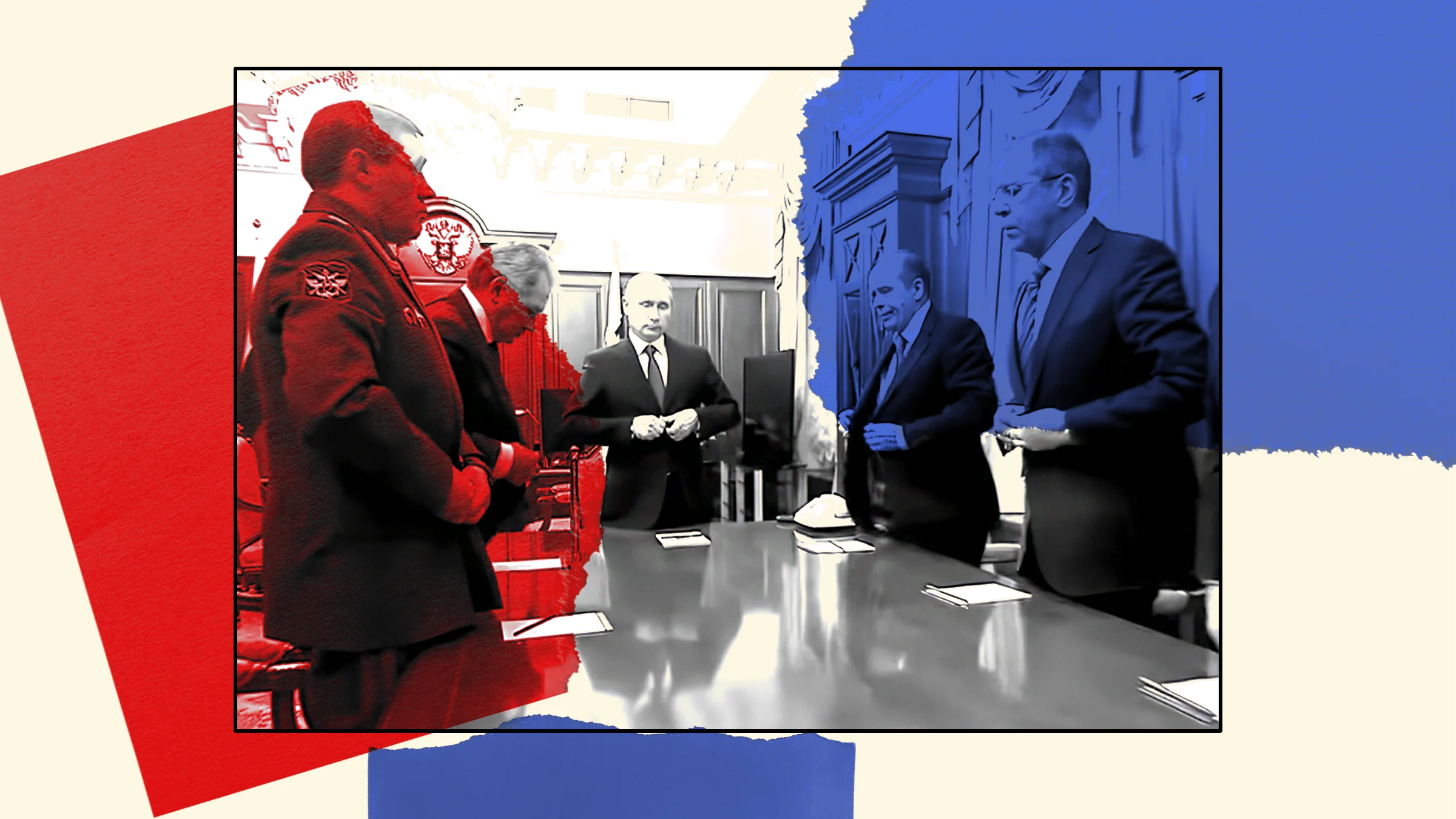 Russian information governance — a Kremlin table split between the military and civil arms of the state